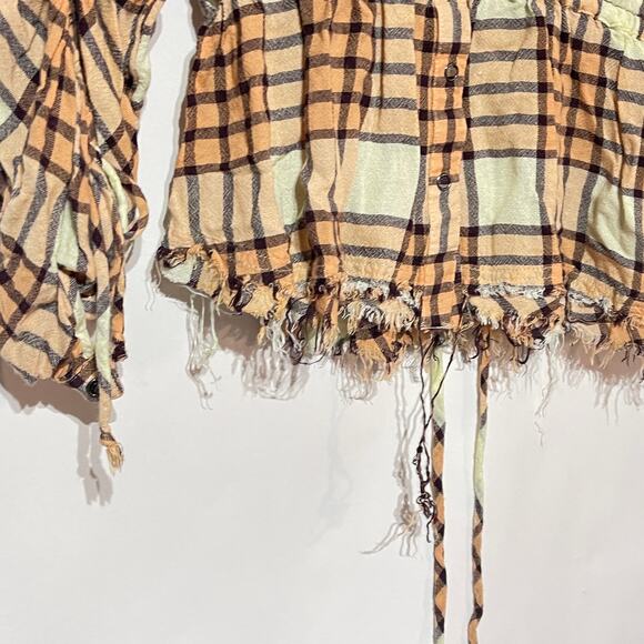 We The Free People Pacific Dawn Top Womens XS Peach Tree Combo Drawstring Shirt - Picture 10 of 12